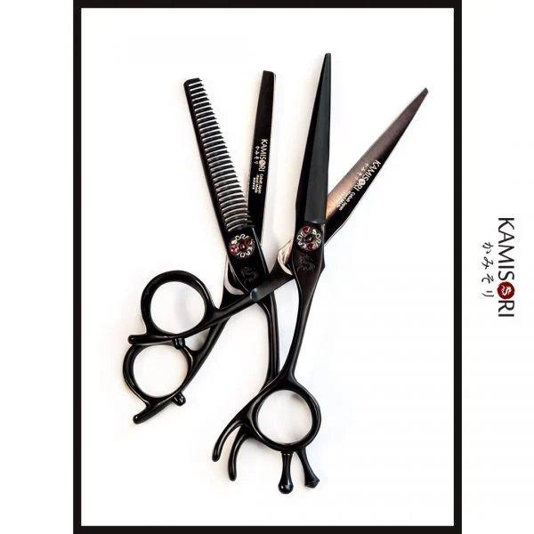 Kamisori Black Diamond III Hairdressing Scissor Set in - Hair Cutting & Thinning Scissors Set For Hair Stylists & Barbers