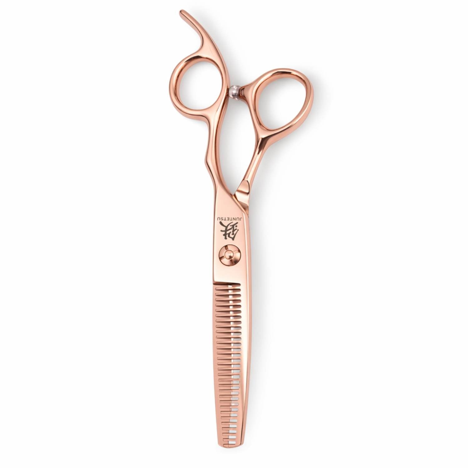 Juntetsu Rose Gold Thinning Scissors - front view (SKU: JUN-RSG-S50 JUN-RSG-T60)