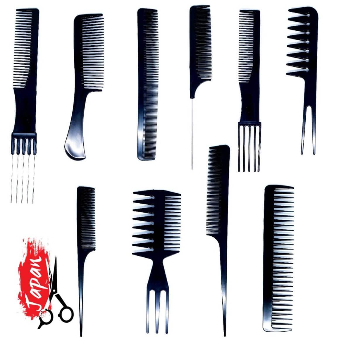 Complete Hair Comb Set: 10 Piece Anti-Static Hairdressing Combs in - For Hair Stylists &amp; Barbers
