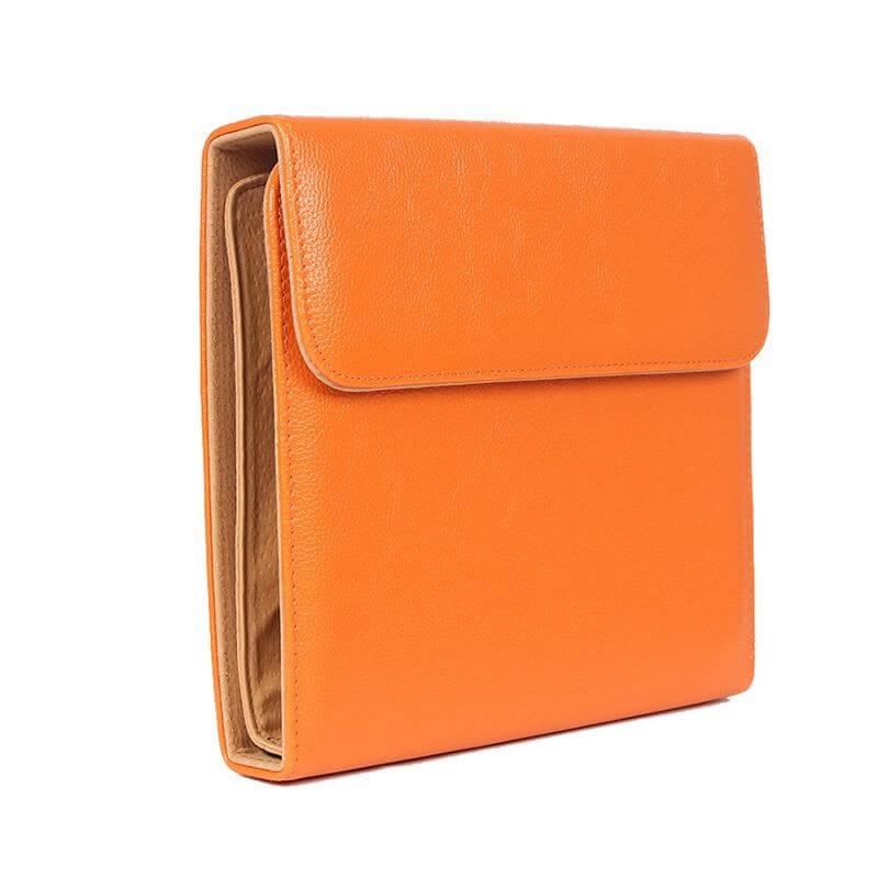 Premium JP Leather Scissor Case: 10 Piece Scissor Protector in Orange - Leather Pouch For Hair Stylists &amp; Barbers