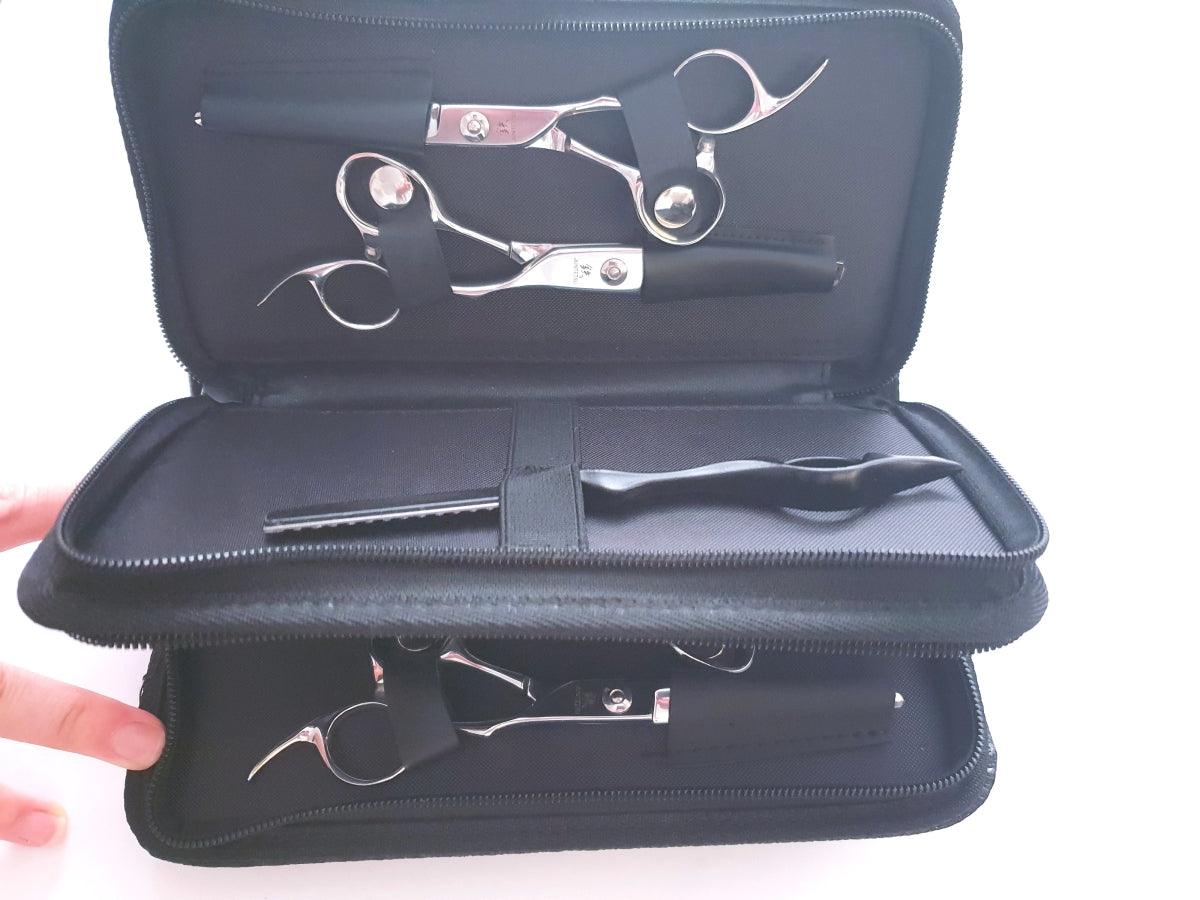4pcs - Black Leather Scissors Pouch in - Leather Pouch For Hair Stylists &amp; Barbers