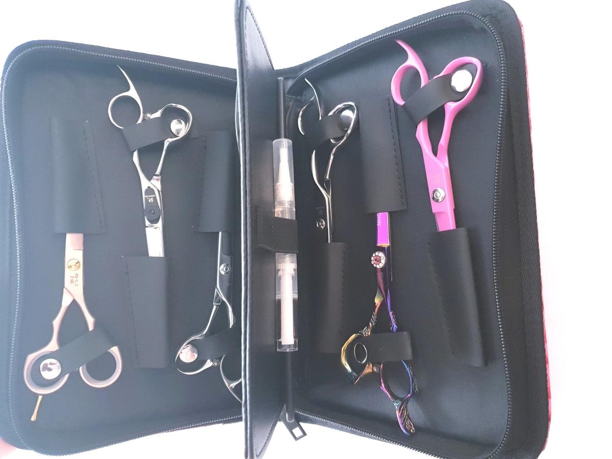 6pcs - Pink Leather Scissors Pouch in - Leather Pouch For Hair Stylists &amp; Barbers