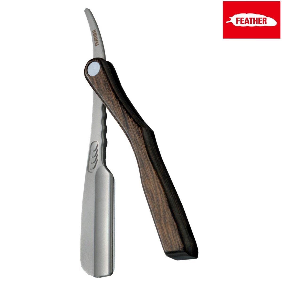 Feather Japan Artist Club SS Wooden Folding Razor in - Styling Razor For Hair Stylists &amp; Barbers
