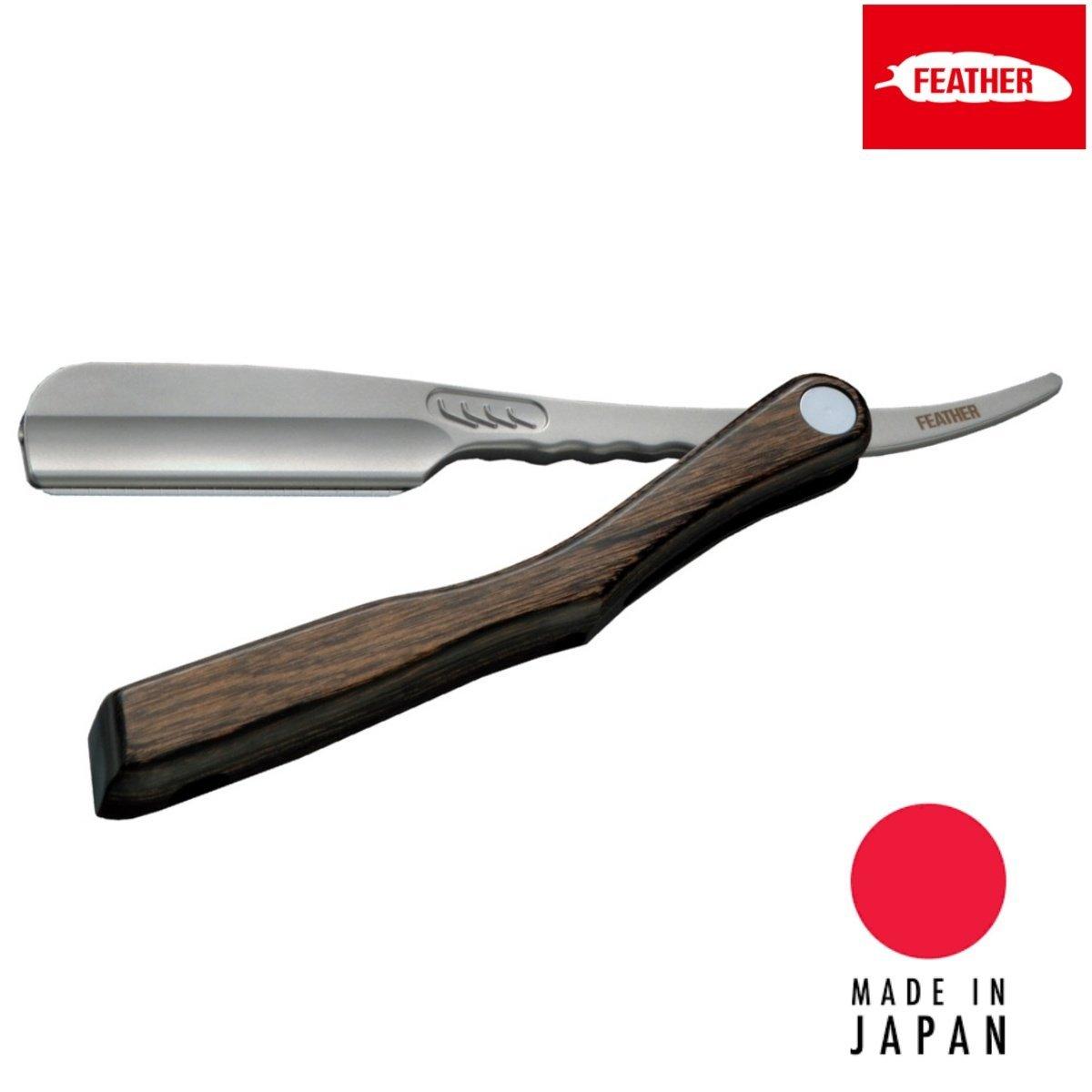 Feather Japan Artist Club SS Wooden Folding Razor in - Styling Razor For Hair Stylists & Barbers
