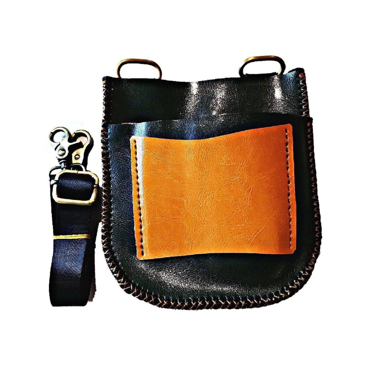 Premium Black &amp; Orange Leather Holster: Protect 7 Hair Scissors in - Leather Holster For Hair Stylists &amp; Barbers