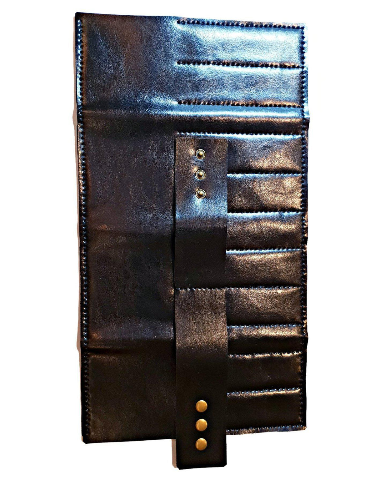 Premium Black Scissor Wallet: 8 Piece Roll-Up Shear Wallet in - Leather Pouch For Hair Stylists &amp; Barbers