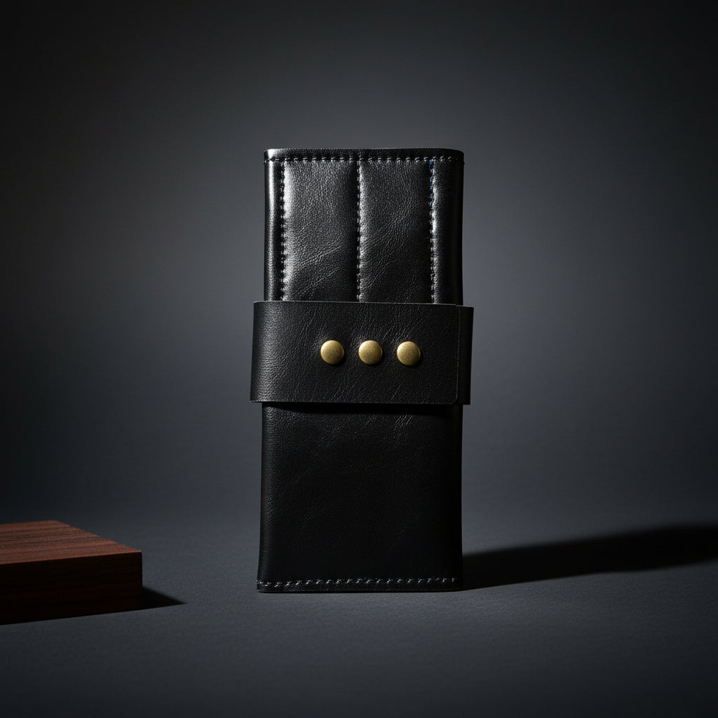 Premium Black Scissor Wallet: 8 Piece Roll-Up Shear Wallet in - Leather Pouch For Hair Stylists &amp; Barbers