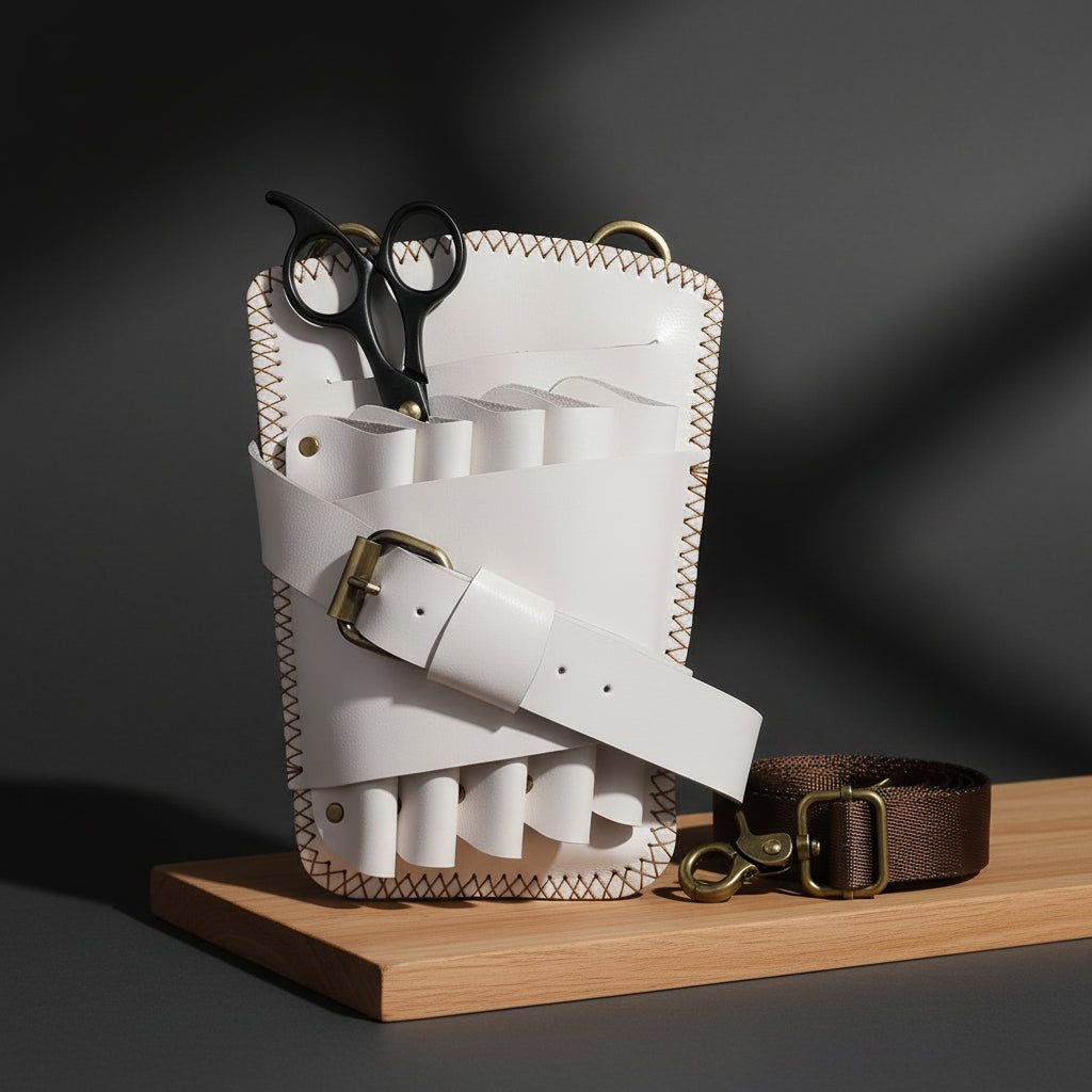 Juntetsu Artisan White Holster - 5 Professional Scissors (SKU: JUN-ARTWHT-5PC)