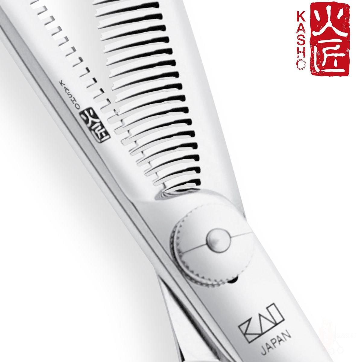 Kasho Green Hair Thinning Scissors in - Hair Thinning Scissors For Hair Stylists &amp; Barbers (SKU: SCKGRT15)