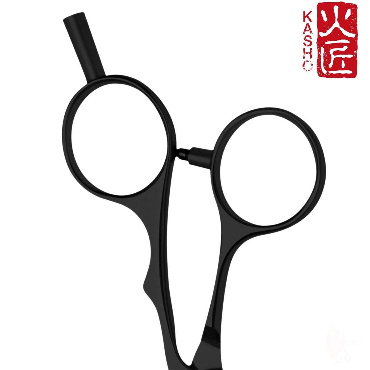 Kasho Silver Offset: BLACK Hair Cutting Scissors in - Hair Cutting Scissors For Hair Stylists &amp; Barbers (SKU: SCKSI55OSB)
