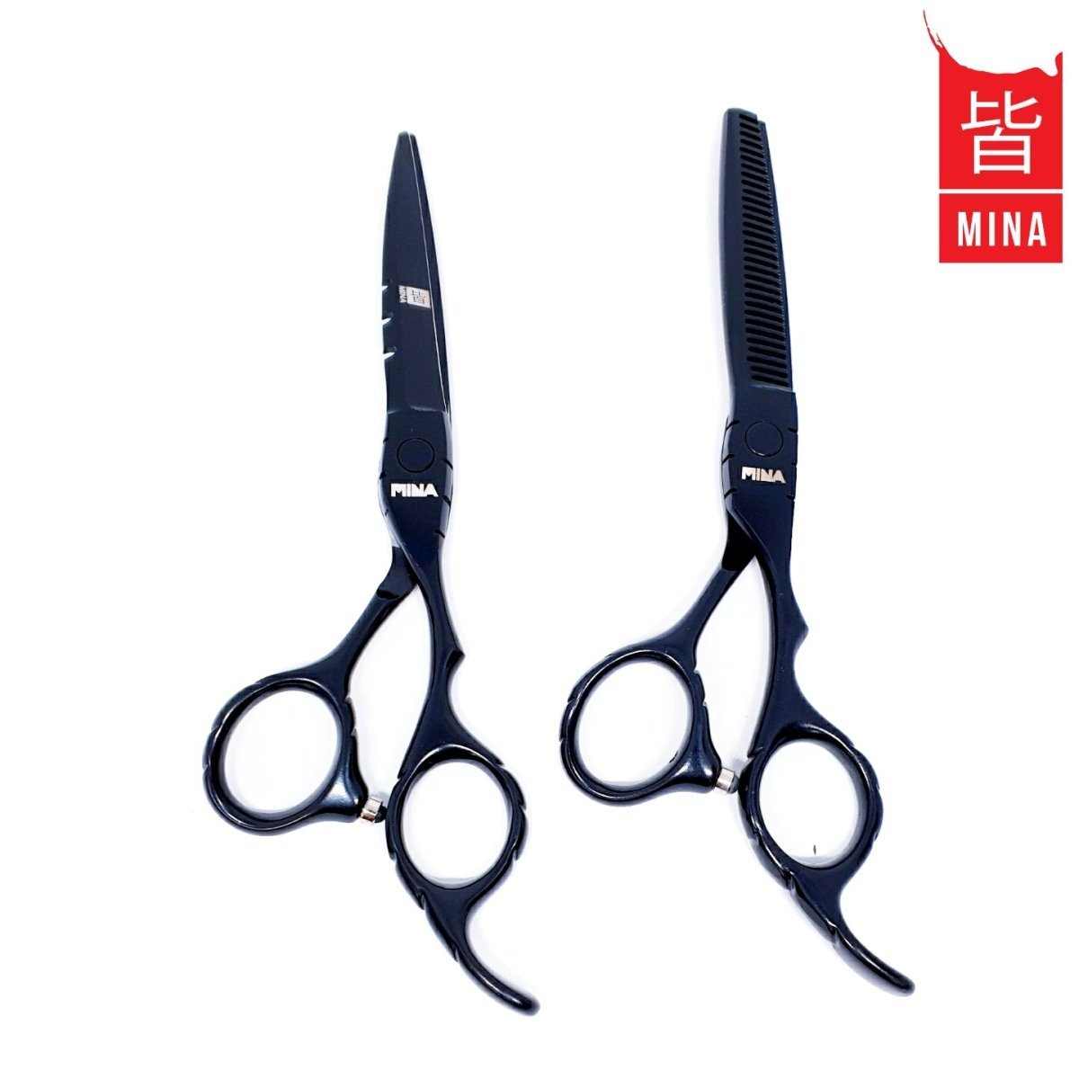 Mina Matte Black Cutting & Thinning Scissor Set - Scissor Hub Australia